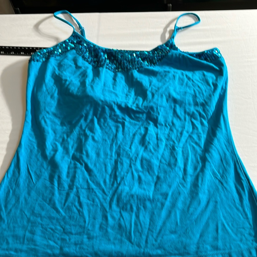 BISOU BISOU X-Large Aqua blue bra top camisole with sequins